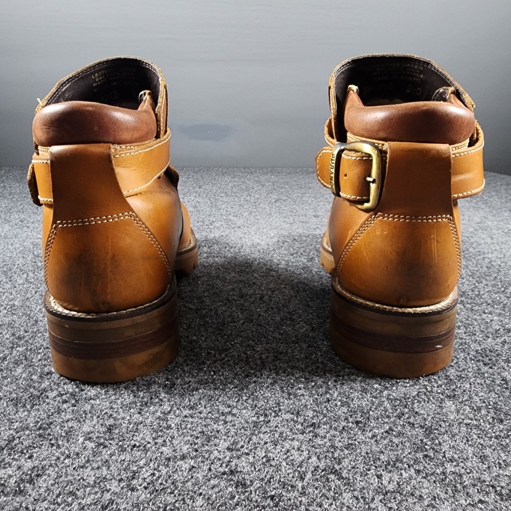 Durango Buckle Strap Leather Ankle Boots Mens 9.5 D Tan Lug Sole - Picture 7 of 10